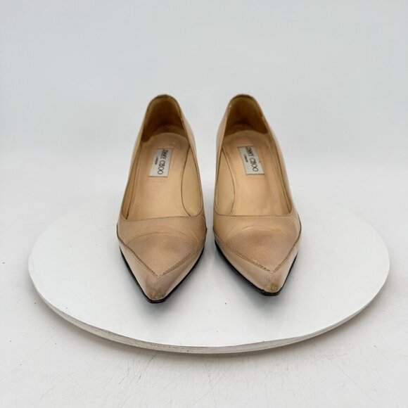 Jimmy Choo Women Size Eu 38 US 8 Creme brown Leather Pointed Toe Heel Shoes - Picture 2 of 12